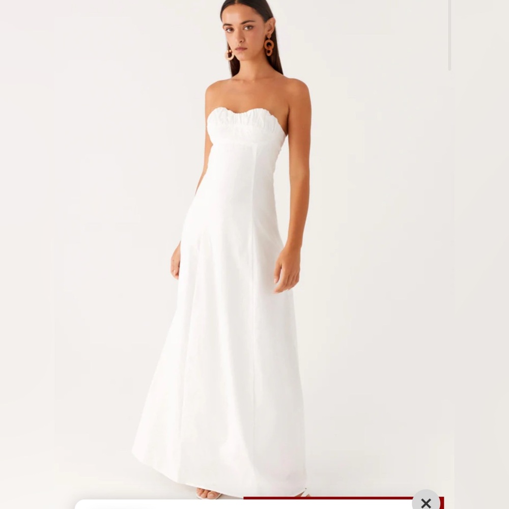 Peppermayo White Linen Maxi Dress